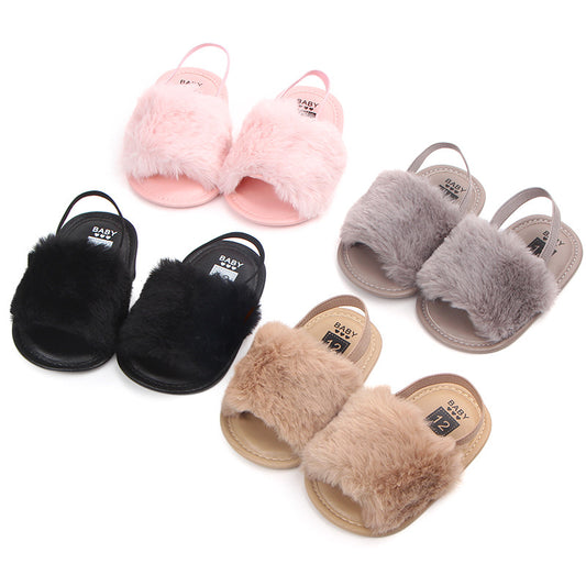 0-1 four-color baby sandals soft bottom toddler shoes elastic comfortable non-slip baby shoes - Color: Black, Size: 13CM